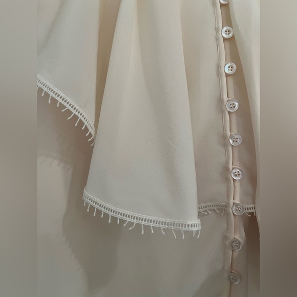 Chloé Ruffled Collar Silk Crepe de Chine Blouse Button Front V-Neck White NWT - Picture 14 of 14